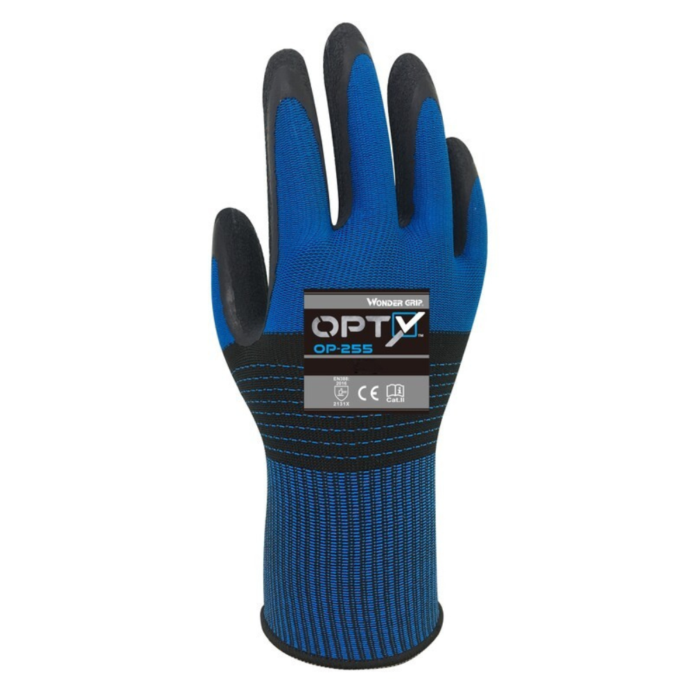 Guanti lavoro lattice opty resistenza abrasione blu nero *** misura large - l, confezione 1