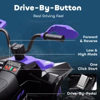Quad Elettrico per Bambini da 24V, con Fari, Porta USB e Funzione MP3, per Bambini di 3-8 Anni, Viola