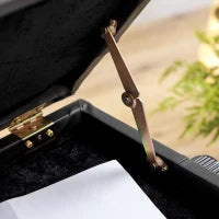 Sgabello per Pianoforte con Altezza Regolabile e Contenitore in Legno e Finta Pelle, 63x35x46-56cm, Nero