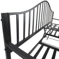 Panchina da Esterno a 2 Posti , Panchina da Giardino con Tavolino Estensibile in Metallo 150 x 53 x 95 cm Nero