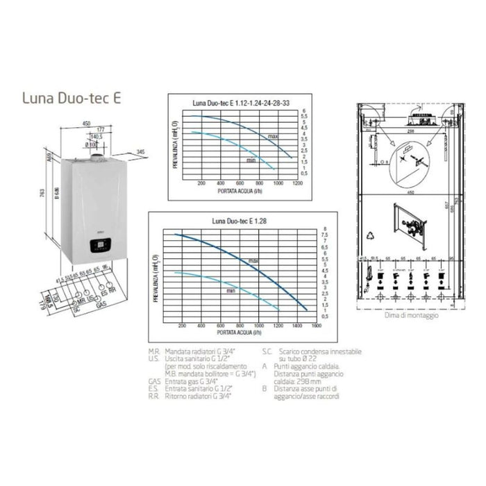 Caldaia baxi metano duotec compact e24 condensazione classe a camera stagna