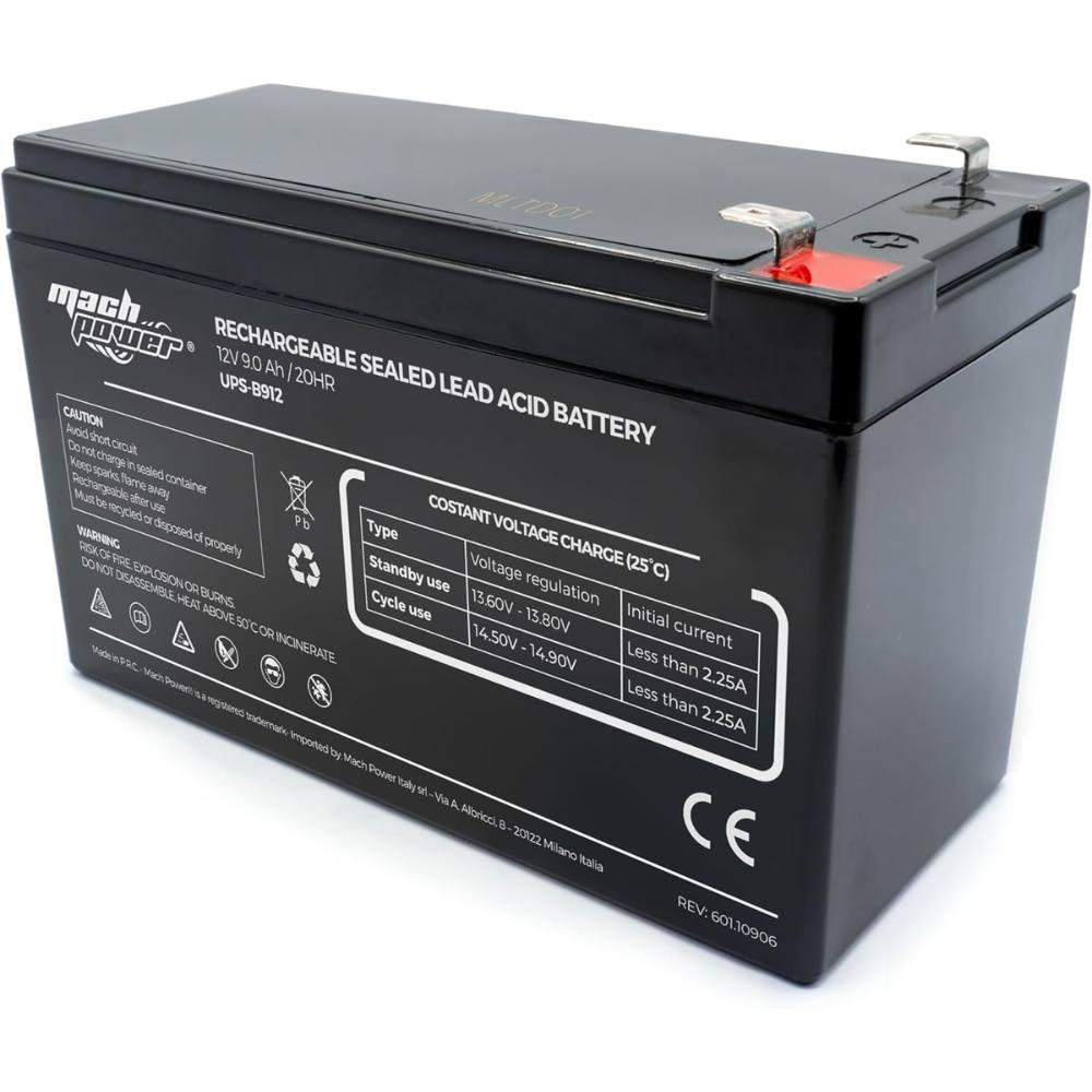Mach power batteria al piombo 12v 9ah vrla agm ricaricabile per ups e sistemi di backup