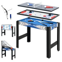 Tavolo da Gioco Multifunzione 5 in 1, Biliardo, Ping Pong, Hockey, Gioco d'Arcade Basket, Arco e Freccia, Blu