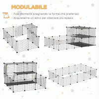 Recinto per Conigli Modulabile in Metallo con Scaletta e Accessori Montaggio, 175x105x70cm - Nero