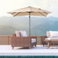 Ombrellone da Giardino 268x268x250cm a Braccio Girevole a 360° e Inclinabile su 5 Livelli, Colore Khaki