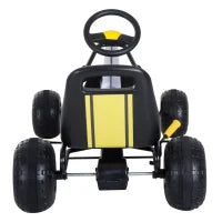 Go-Kart a Pedali per Bambini con Sedile Regolabile, Freno e Frizione, 95x66.5x57cm, Bianco Nero