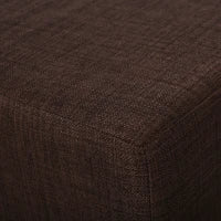 Pouf Poggiapiedi in Tessuto Effetto Lino Imbottito, 40x30x24cm, Marrone Scuro