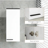 Armadietto Bagno da Parete con 3 Ripiani e Mensole Regolabili, 30x32x73 cm, Bianco