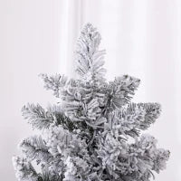 Albero di Natale Innevato con 329 Rami e Luci LED Bianche, in Plastica e Metallo, Ø52x180 cm, Verde