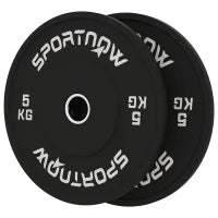 Set 2 Dischi Pesi da 5kg in Gomma con Foro da 2"/5 cm per Manubri e Bilancieri, Nero