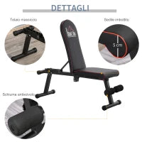 Panca Multifunzione Pieghevole, Altezza e Inclinazione Regolabile, 130x37x45-108cm, Nero