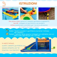 Castello Gonfiabile per Bambini 3-8 Anni con Scivolo, Trampolino e Piscina, 380x340x170cm