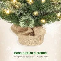 Albero di Natale Piccolo Alto 60 cm con 35 Luci LED Bianche, 68 Rami Folti e Ignifughi, Verde