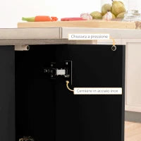 Isola per Cucina con 2 Ripiani Aperti e 2 Armadietti, in MDF, 105x60x82 cm, color Rovere e Nero