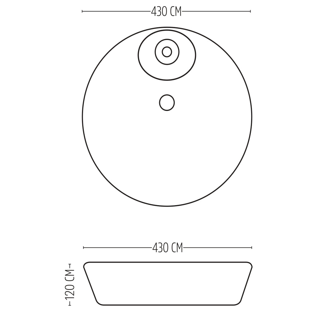 Lavabo da appoggio ceramica bianco tondo lavandino arredo bagno 43x43x12 cm