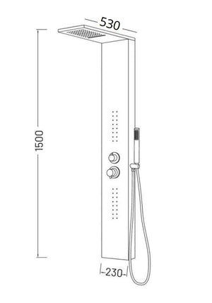 Ogomondo colonna doccia attrezzata easy in acciaio bianco con cascata 150x23x53 *** finitura- bianco opaco, confezione 1
