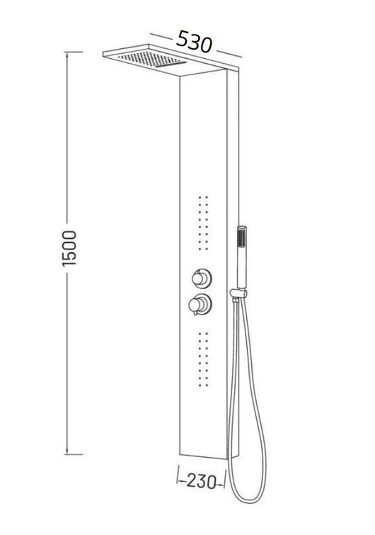 Ogomondo colonna doccia attrezzata easy in acciaio bianco con cascata 150x23x53 *** finitura- bianco opaco, confezione 1