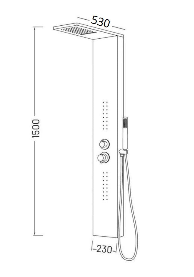 Ogomondo colonna doccia attrezzata easy in acciaio bianco con cascata 150x23x53 *** finitura- bianco opaco, confezione 1
