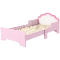 Letto per Bambini con Protezione Anticaduta e Rete Testiera a Forma di Nuvola, 143x74x55 cm, Rosa