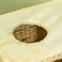 Albero Tiragraffi per Gatti con Casetta, Trespolo e Pallina, in Legno e Poliestere, 60x40x95 cm, Marrone e Beige