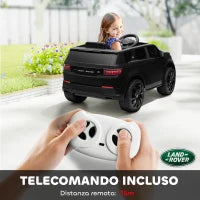 Macchina Elettrica per Bambini a Licenza Land Rover con Fari, Clacson e Cintura,106x65.5x51 cm, Nero