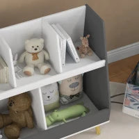 Mobile Portagiochi per Bambini a 2 Livelli con 5 Scomparti in Legno, 80x34x79cm, Grigio