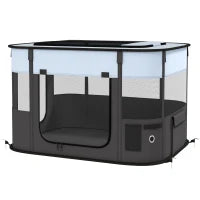 Box per Animali con 7 Finestre, 3 Porte e 2 Borse Portaoggetti, in Poliestere e Acciaio, 84x64x53 cm