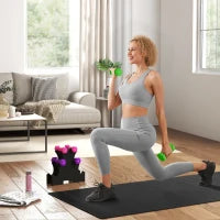 Set Manubri con Supporto, 6 Manubri Totali 2x1 kg, 2x2 kg, 2x3 kg, Multicolore