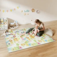 Tappeto per Bambini con Lettere dell'Alfabeto e Superficie Impermeabile in XPE Multicolore, 194x176.5x1.5 cm