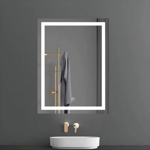 Specchio 5 mm rettangolare squadrato cornice led interruttore touch *** misure 60x80 cm, tonalità standard 6000-6500...