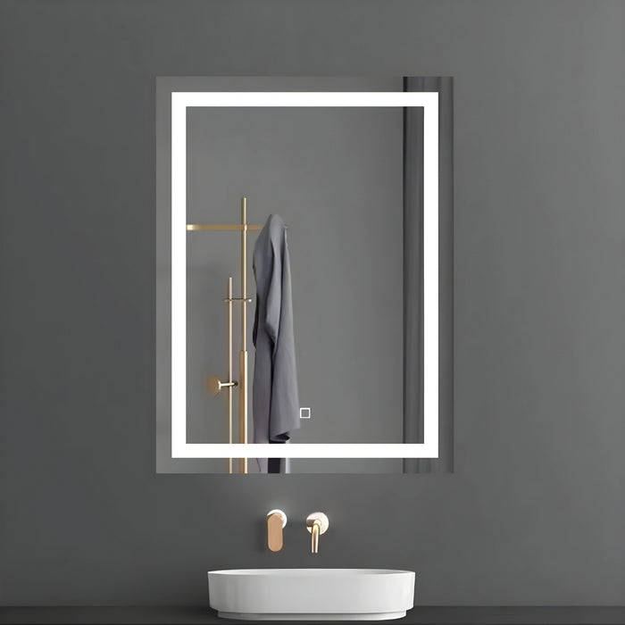 Specchio 5 mm rettangolare squadrato cornice led interruttore touch *** misure 60x80 cm, tonalità standard 6000-6500...