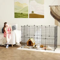 Gabbia per Animali Piccoli Modulare con Porta e Pannelli in Acciaio, 120x60x80 cm, Nero