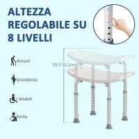 Sgabello Sedile Sedia per Doccia Bagno, Antiscivolo, Altezza Regolabile