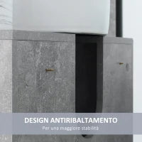 kleankin Mobiletto Sottolavandino con Intaglio a U e 6 Ripiani in Legno, 60x30x68cm - Bianco, Grigio