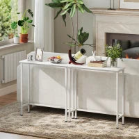 Tavolo Console Tavolino con piedini regolabili, cinghie anti-ribaltamento 75 x 24 x 76 cm per Piccoli Spazi Bianco