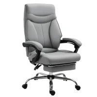 Sedia da Ufficio Ergonomica Girevole, Sedia da Scrivania con Rotelle, Poggiapiedi Retrattile e Reclinabile 135°, Altezza Regolabile, Grigio
