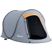 Tenda da Campeggio Pop Up Impermeabile con Accessori e Borsa di Trasporto, 245x148x105 cm, Grigio