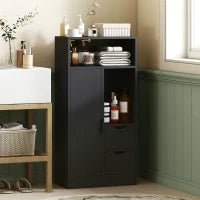 Armadietto da Bagno con 2 Cassetti Compartimento Aperto e Ripiani Regolabili per Spazio Piccolo 50x25x100 cm Bianco