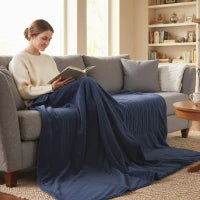 Coperta Elettrica con 10 Livelli di Temperatura, Display LED e Timer, Lavabile in Lavatrice, 180x130 cm, Blu