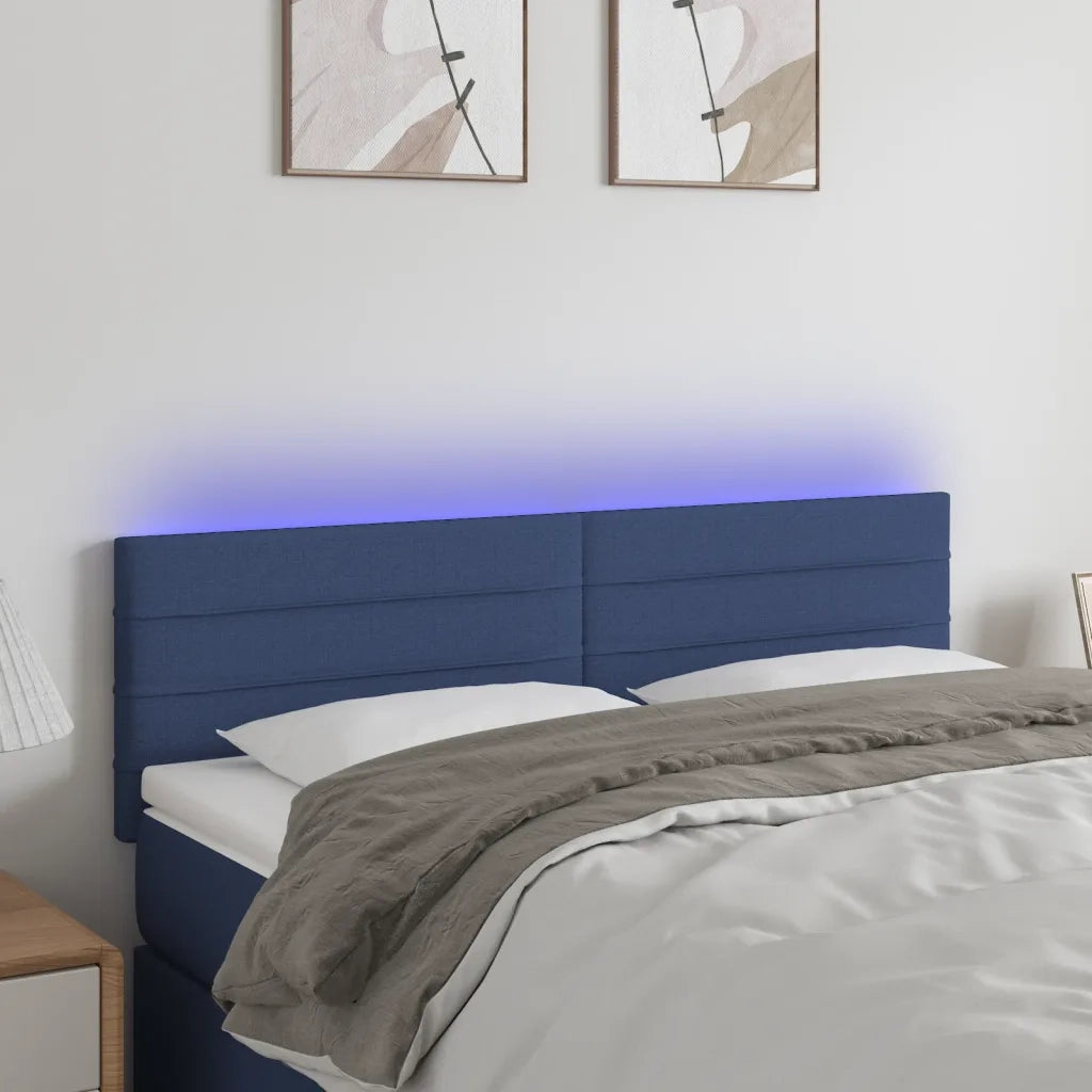 Testiera a LED Blu 144x5x78/88 cm in Tessuto cod mxl 51427