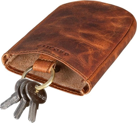 Tastiera di appoggio per chiavi in pelle vera, grande, stile vintage