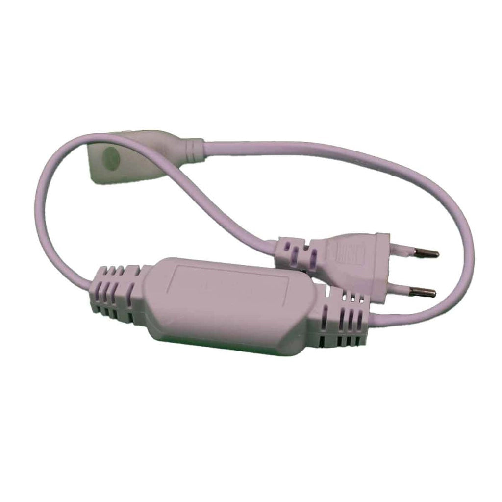 Cavo di Alimentazione per Striscia LED 8A 2Gx0,75mm² 200-240V Lunghezza 0,5m Colore Bianco + Tappi di Chiusura