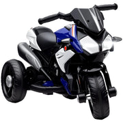 Motocicletta elettrica per bambini, con luci e suoni, 3 km/h, ricaricabile, in plastica e metallo, blu/bianca