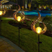 Lampada solare esterna 2 pezzi fori metallici led-stabili decorativi supporti di candela per giardino su energia solare IP65 decorazione per giardino per terrazza e sentieri.