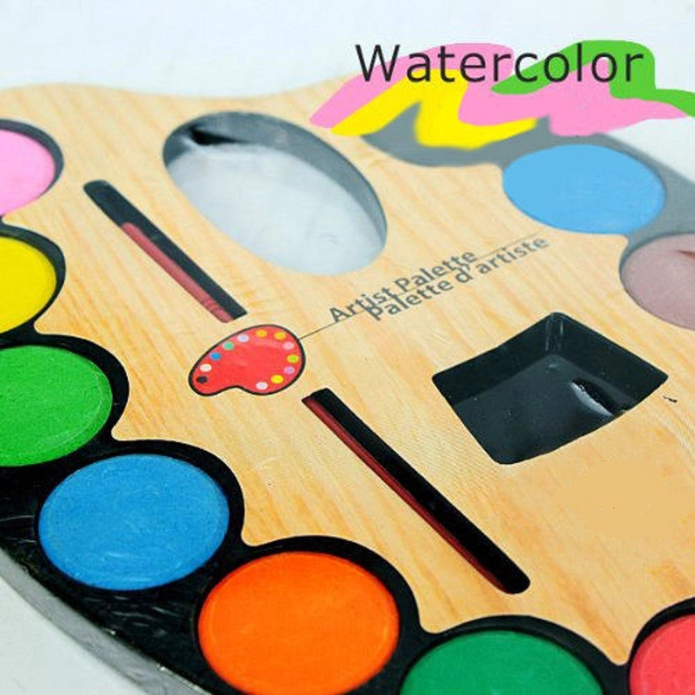 Trade Shop - Tavolozza Per Pittura Acquerelli Pennelli Scuola Hobby Set Acquerelli 12 Colori -