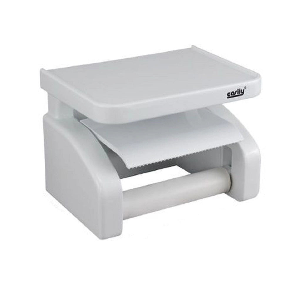 Trade Shop - Porta Rotolo Carta Igienica Portarotolo A Ventosa Bianco Accessori Bagno 59544 -