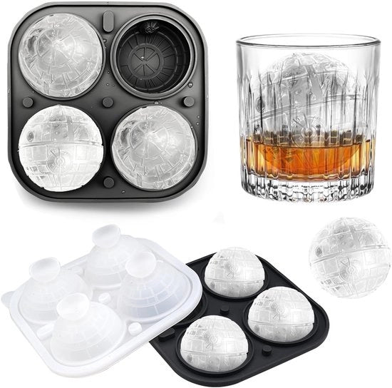 Iscrizioni per ghiaccio - Rondi - BPA liberi - Ideali per whisky e succhi di frutta - Nero - Sferici 3D - Adatti per feste e bevande