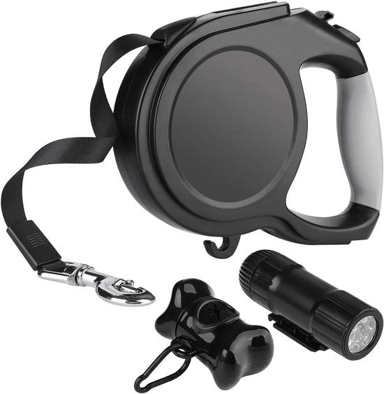 Cinturino da passeggio per cani retrattile 8 m con lampada LED per passeggiate notturne e allenamenti