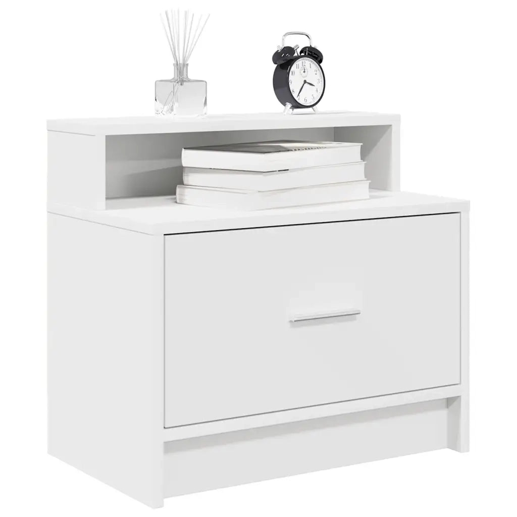 Set di 2 Comodini | Armadio da Notte | Mobiletto da notte con Cassetto Bianco 51x31x47 cm