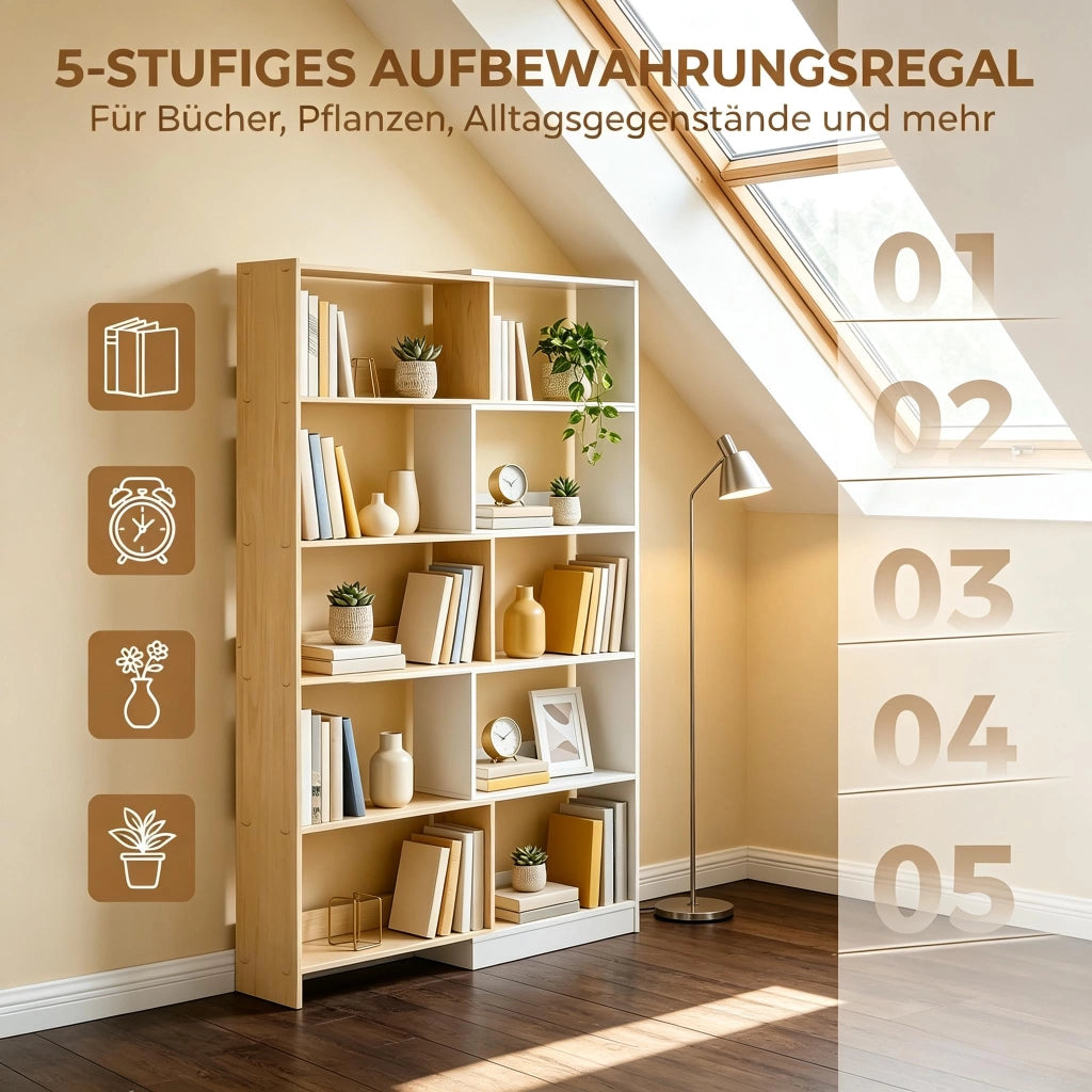 LIBRERIA angolare 350° 111,5 x 23,8 x 163,7 cm in truciolato naturale/bianco
